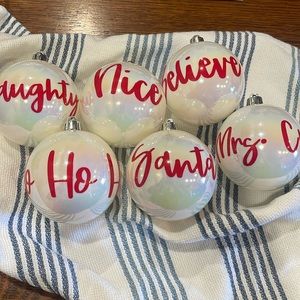 Six shatter proof Christmas ornaments. New!